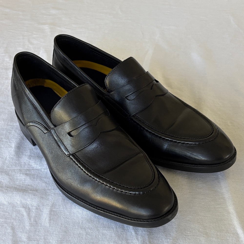 Cole Haan Grand Hawthorne Classic Black Leather Slip-Ons Penny Loafers